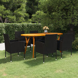 7 Piece Garden Dining Set Black