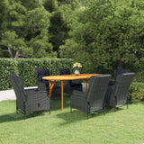 7 Piece Garden Dining Set Dark Grey
