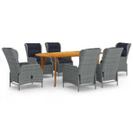 7 Piece Garden Dining Set Light Grey