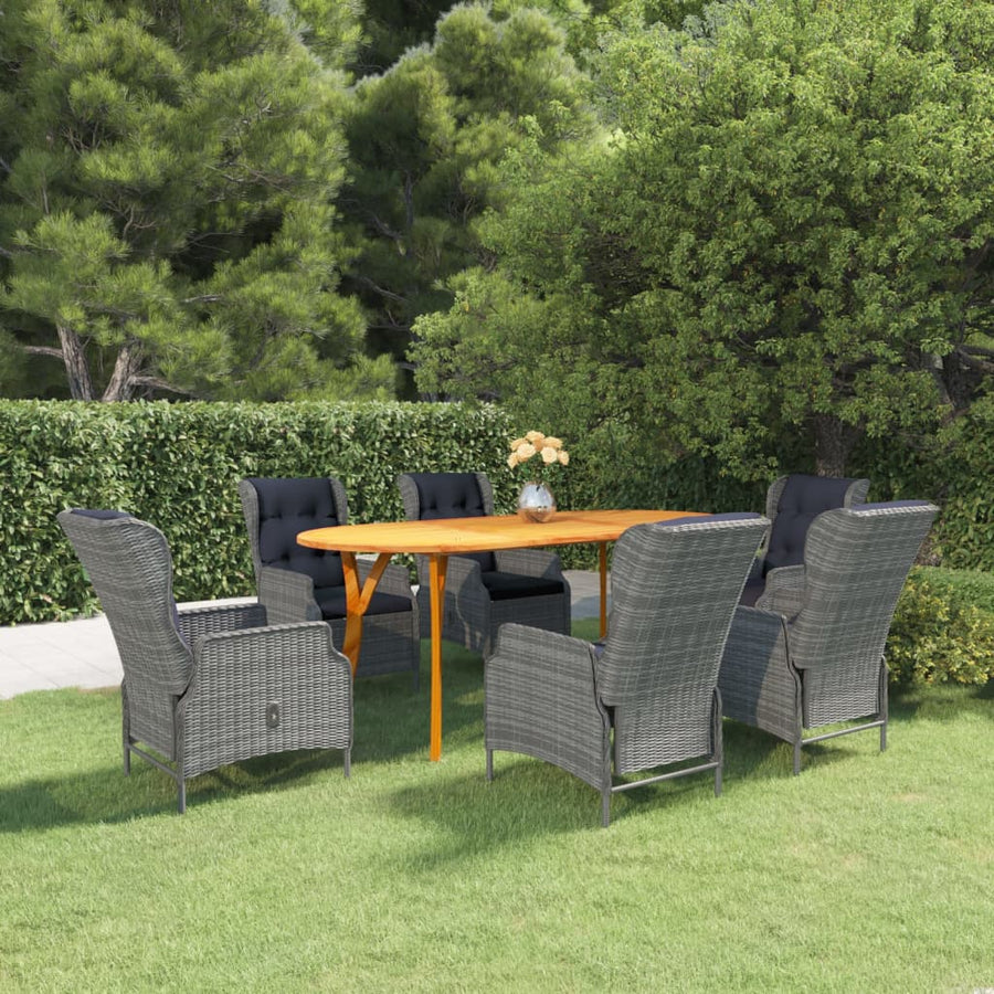 7 Piece Garden Dining Set Light Grey