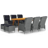 9 Piece Garden Dining Set Light Grey