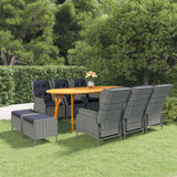 9 Piece Garden Dining Set Light Grey
