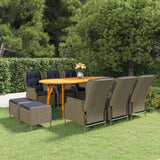9 Piece Garden Dining Set Brown