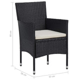 5 Piece Garden Dining Set Black - Low Angle