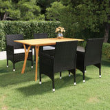 5 Piece Garden Dining Set Black