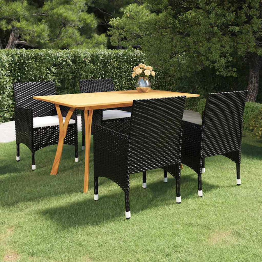 5 Piece Garden Dining Set Black
