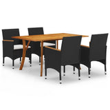 5 Piece Garden Dining Set Black