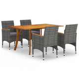 5 Piece Garden Dining Set Grey - Front View