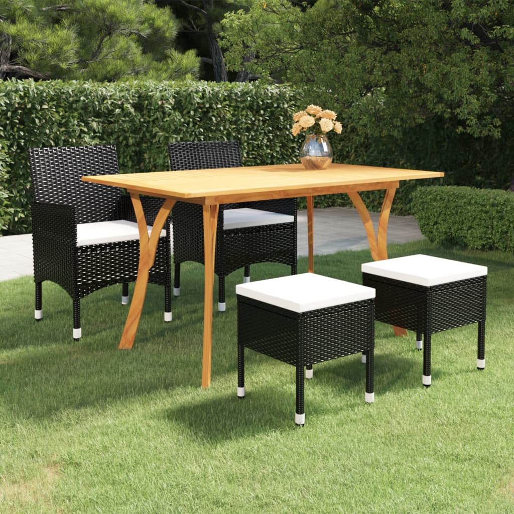 5 Piece Garden Dining Set Black