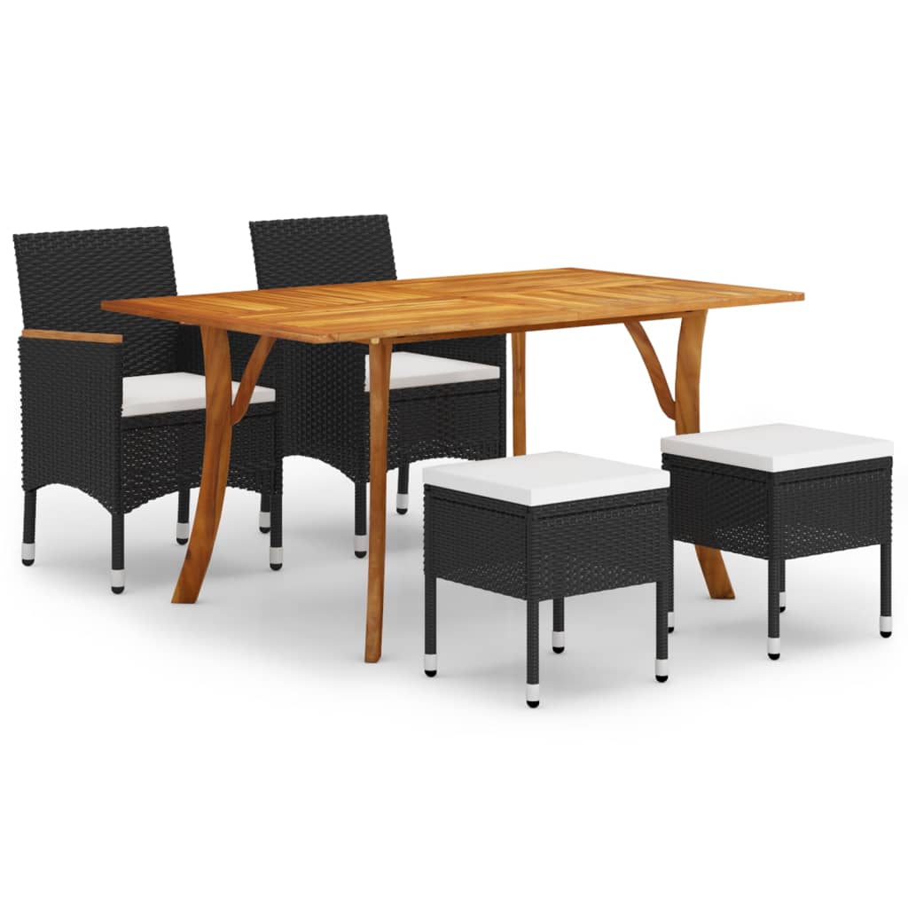 5 Piece Garden Dining Set Black