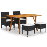 5 Piece Garden Dining Set Black
