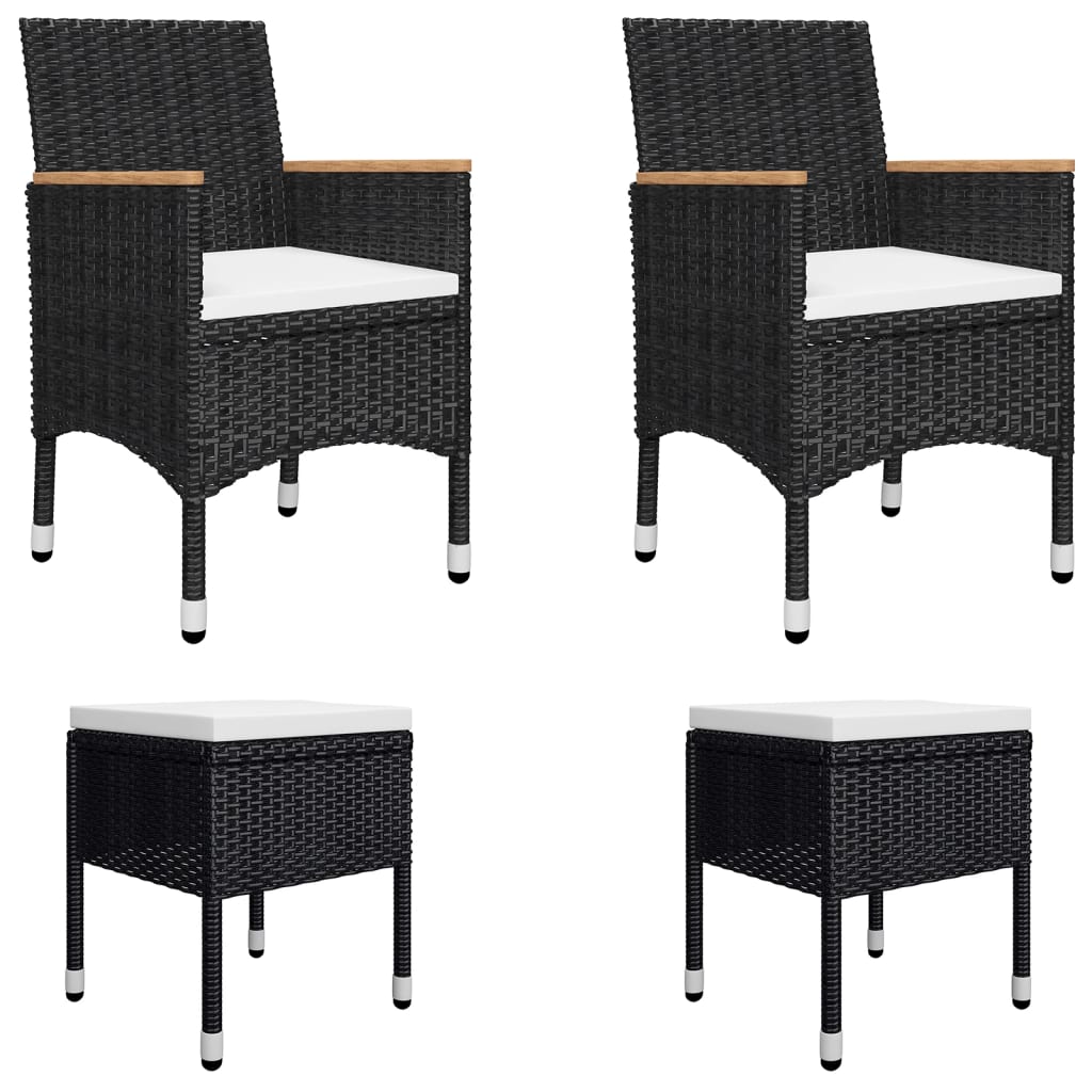 5 Piece Garden Dining Set Black