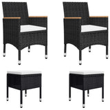 5 Piece Garden Dining Set Black
