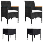 5 Piece Garden Dining Set Black