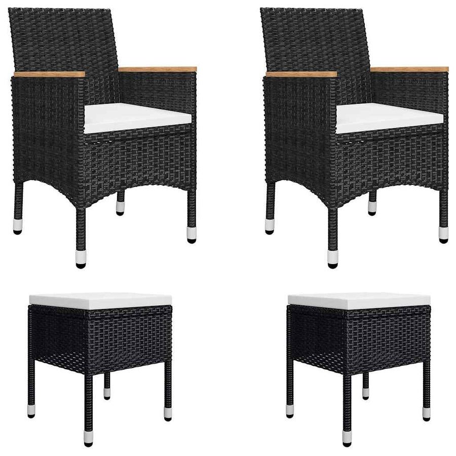 5 Piece Garden Dining Set Black