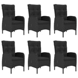 7 Piece Garden Dining Set Black - Side View