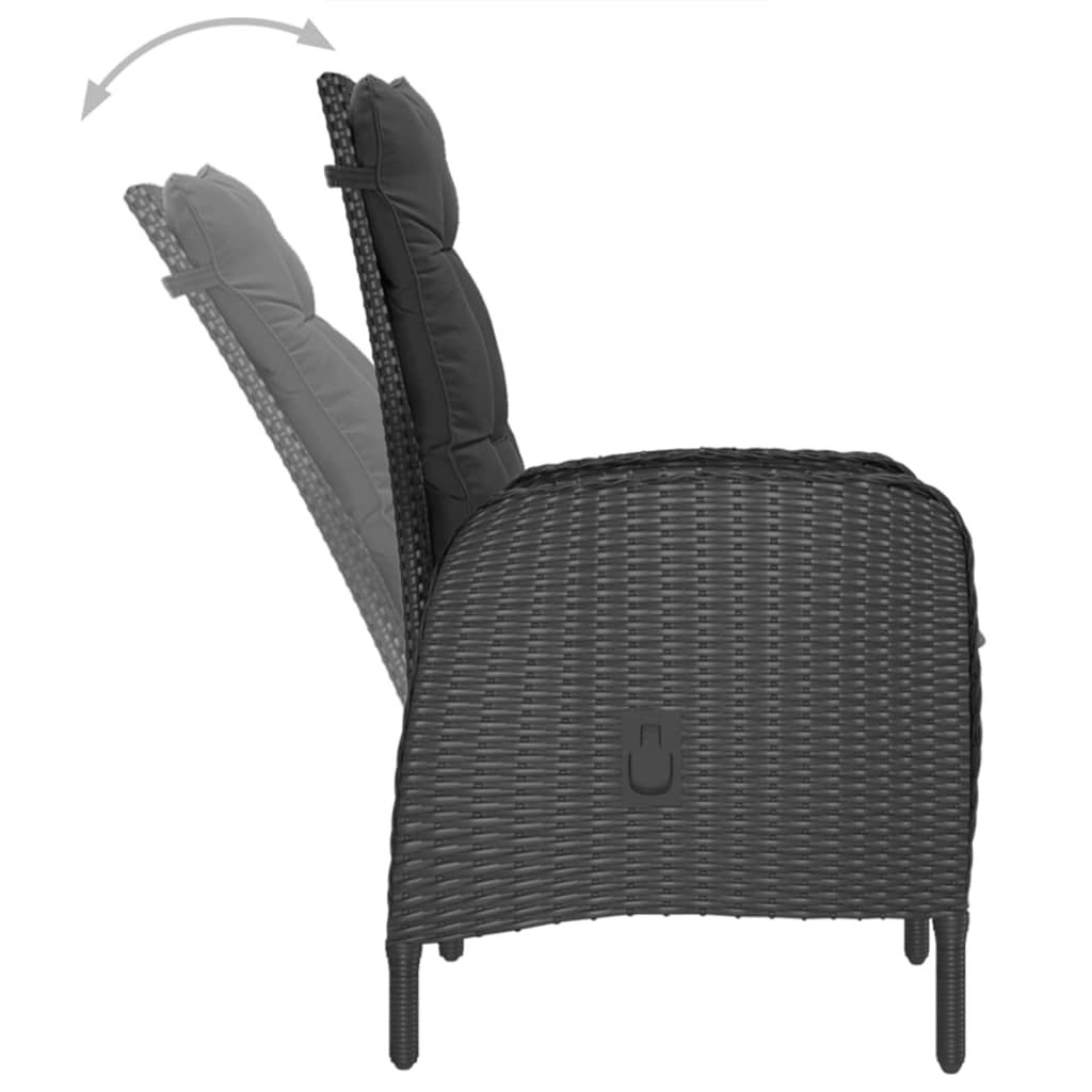 7 Piece Garden Dining Set Black
