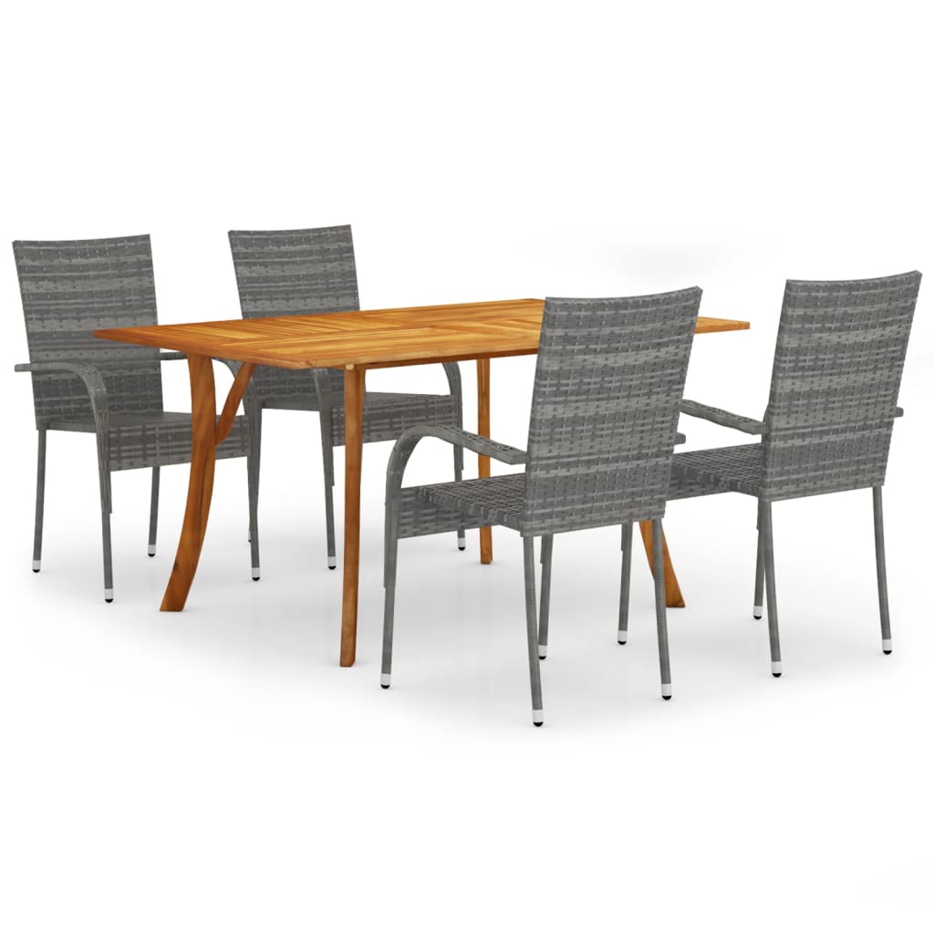 5 Piece Garden Dining Set Grey