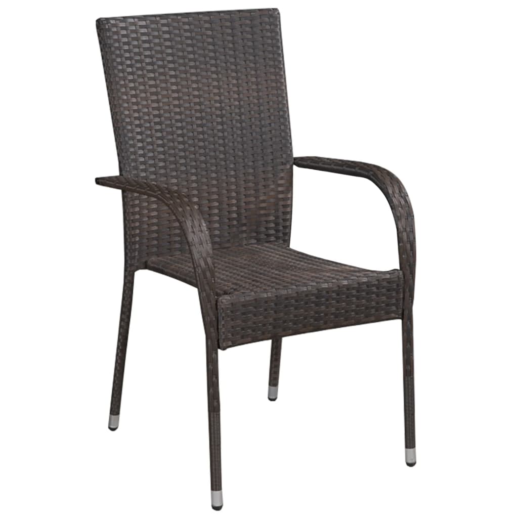 7 Piece Garden Dining Set Brown