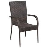 7 Piece Garden Dining Set Brown - Rear View