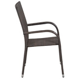 7 Piece Garden Dining Set Brown - Close-Up Angle