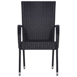 7 Piece Garden Dining Set Black
