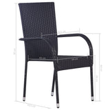 7 Piece Garden Dining Set Black - Extra Image