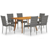 7 Piece Garden Dining Set Grey - Front View