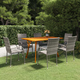 7 Piece Garden Dining Set Grey