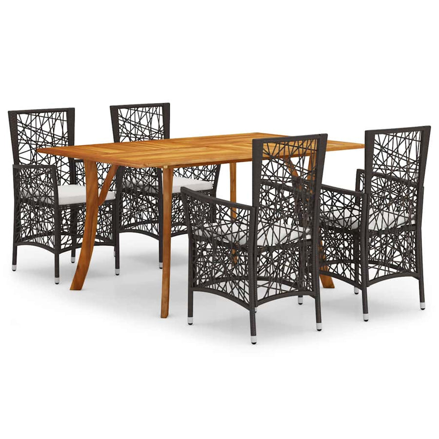 5 Piece Garden Dining Set Brown