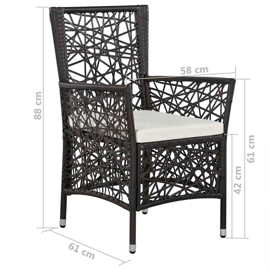 5 Piece Garden Dining Set Brown
