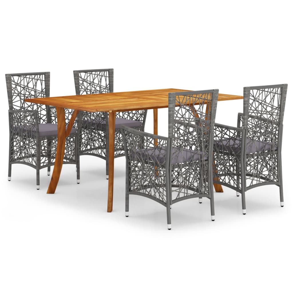 5 Piece Garden Dining Set Grey
