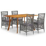 5 Piece Garden Dining Set Grey - Front View