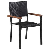 7 Piece Garden Dining Set Black - Rear View