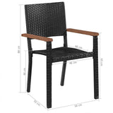 7 Piece Garden Dining Set Black - Extra Image