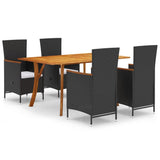 5 Piece Garden Dining Set Black