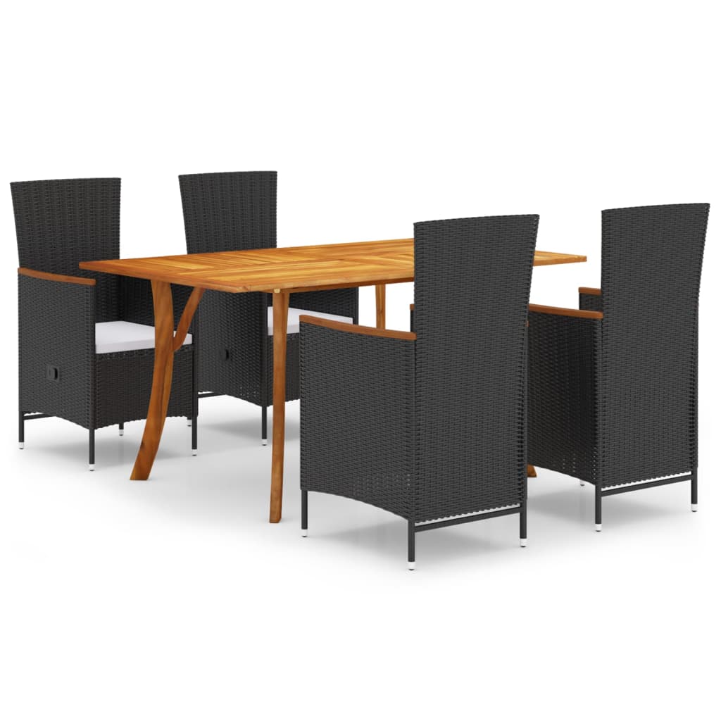5 Piece Garden Dining Set Black