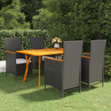 5 Piece Garden Dining Set Black