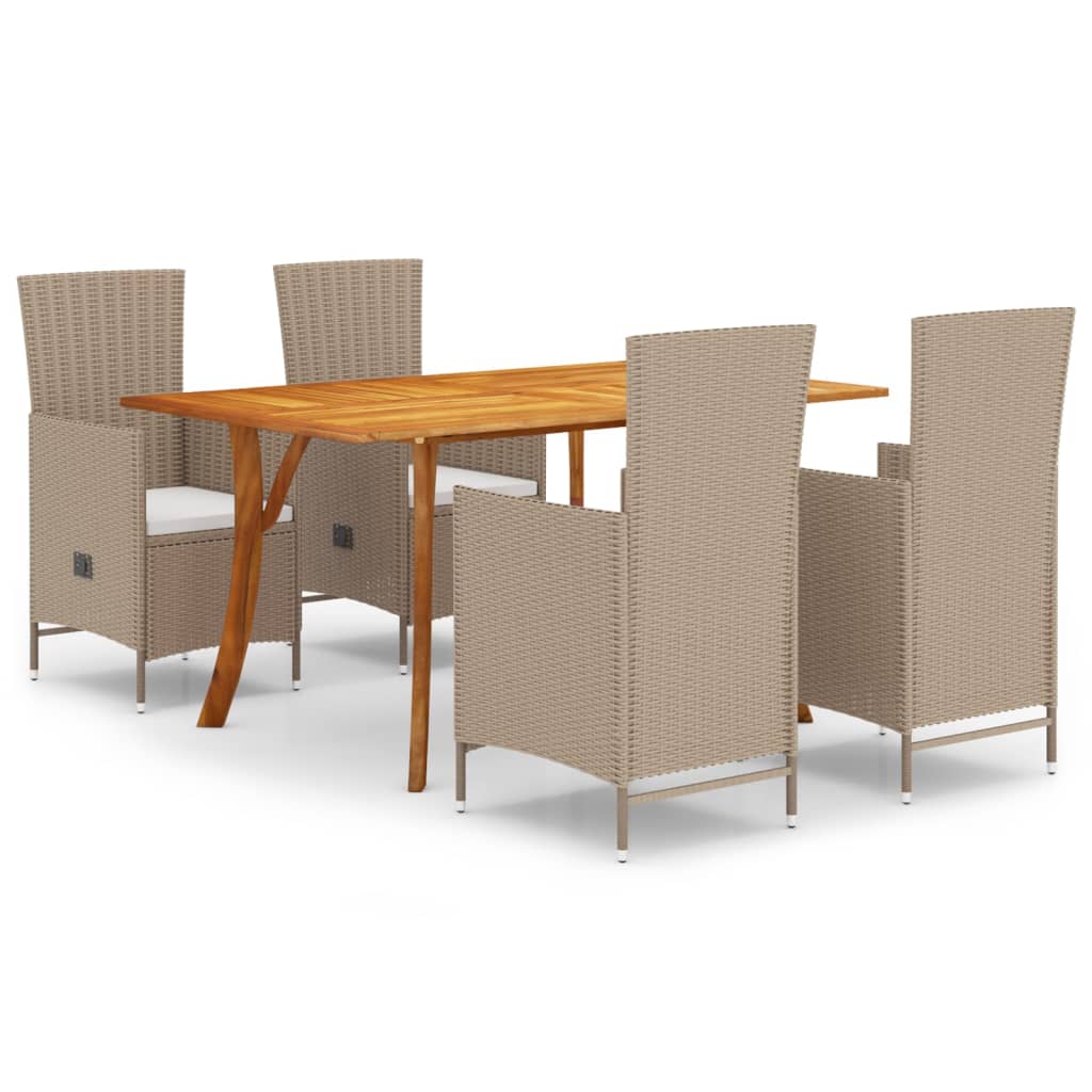 5 Piece Garden Dining Set Beige