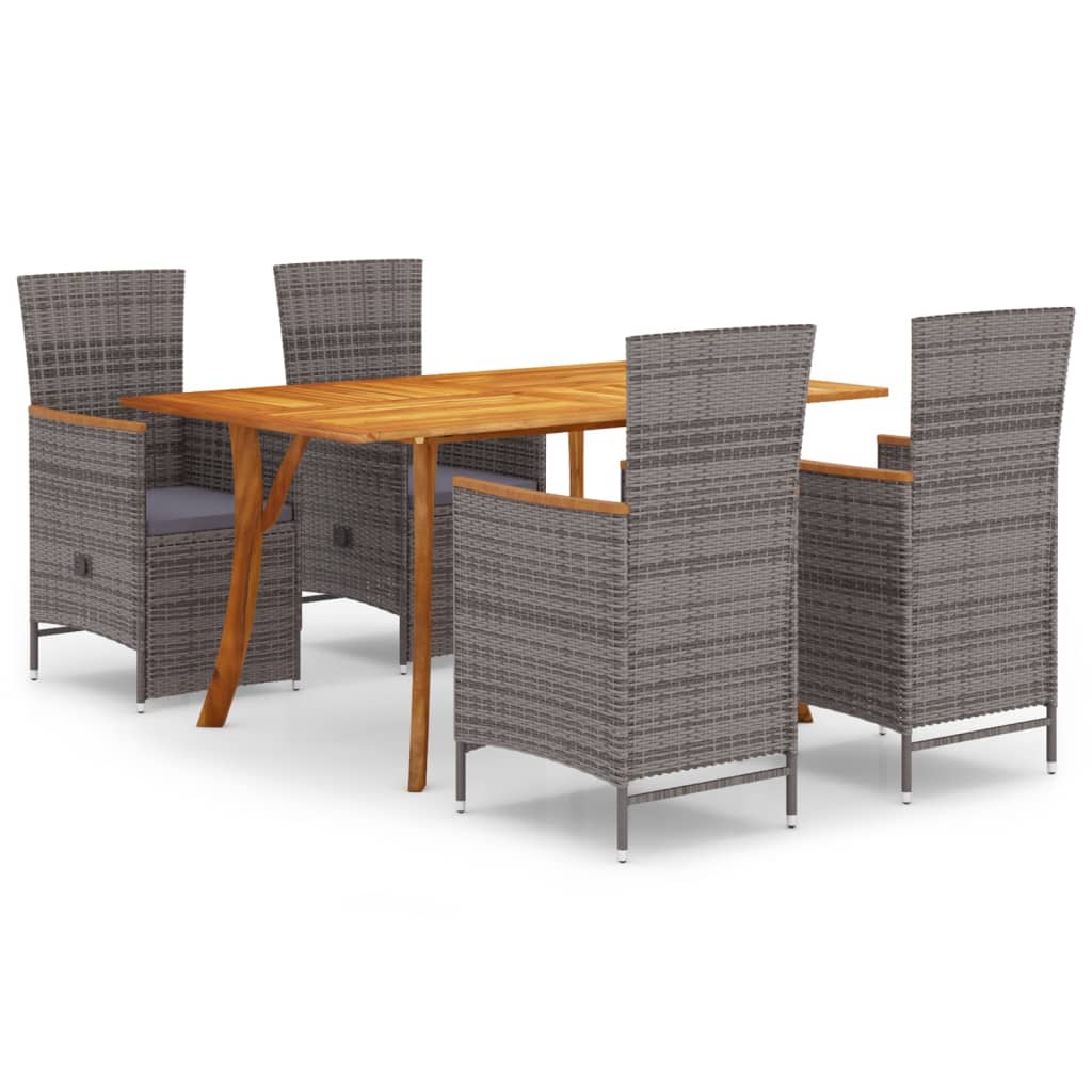 5 Piece Garden Dining Set Grey