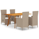 5 Piece Garden Dining Set Beige - Front View