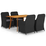 5 Piece Garden Dining Set Black