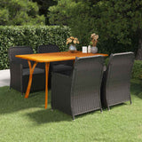 5 Piece Garden Dining Set Black