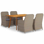 5 Piece Garden Dining Set Brown