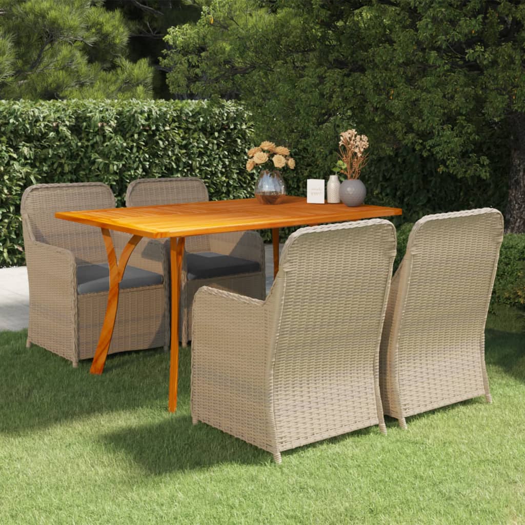 5 Piece Garden Dining Set Brown