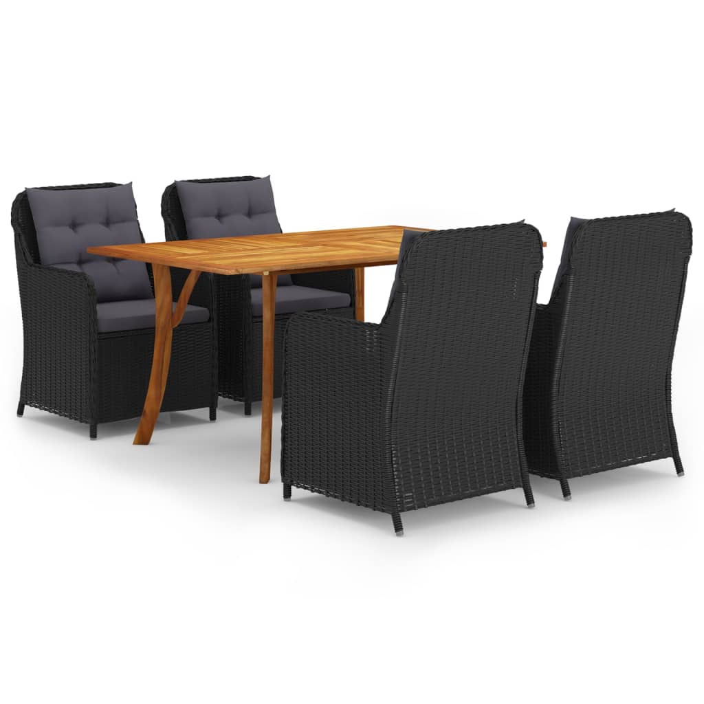 5 Piece Garden Dining Set Black