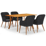5 Piece Garden Dining Set Black