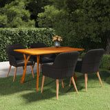 5 Piece Garden Dining Set Black