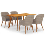 5 Piece Garden Dining Set Brown