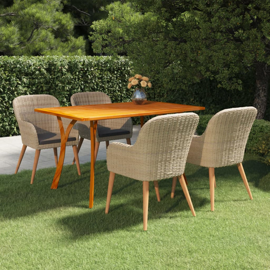 5 Piece Garden Dining Set Brown